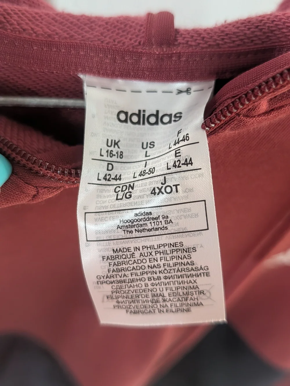 adidas Two-Tone Maroon and Black Half-Zip Hoodie